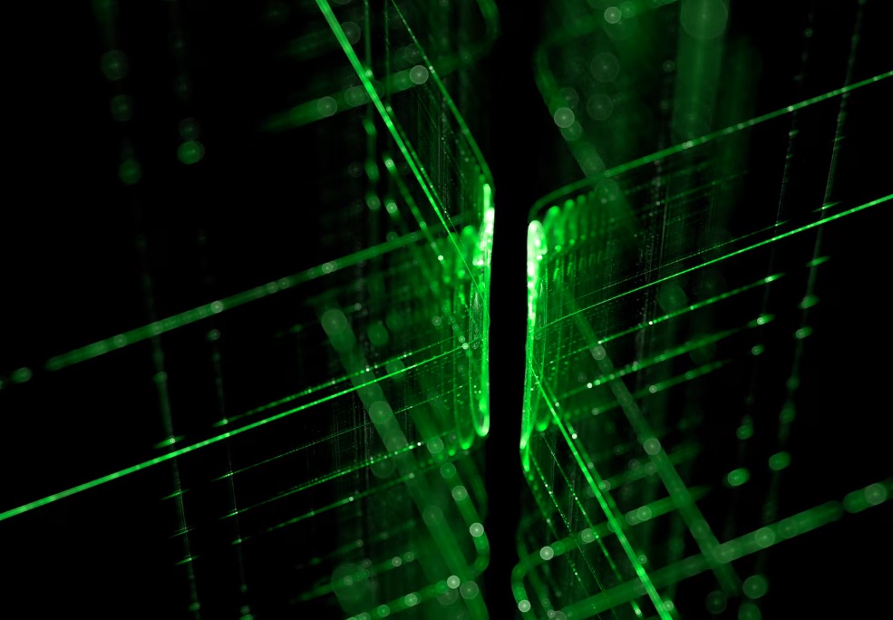 Rappresentazione astratta di codice digitale e protezione AI